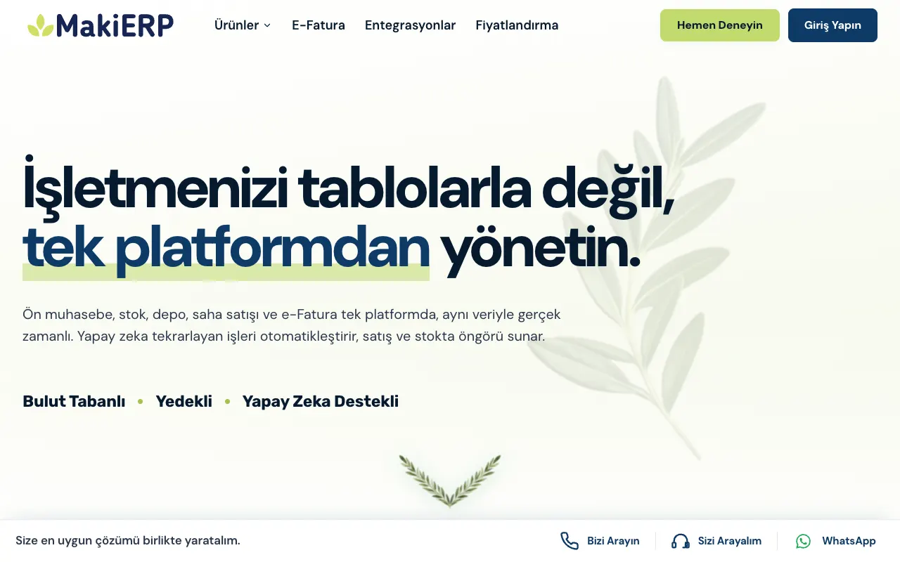 MAKIERP homepage presenting one platform for business operations