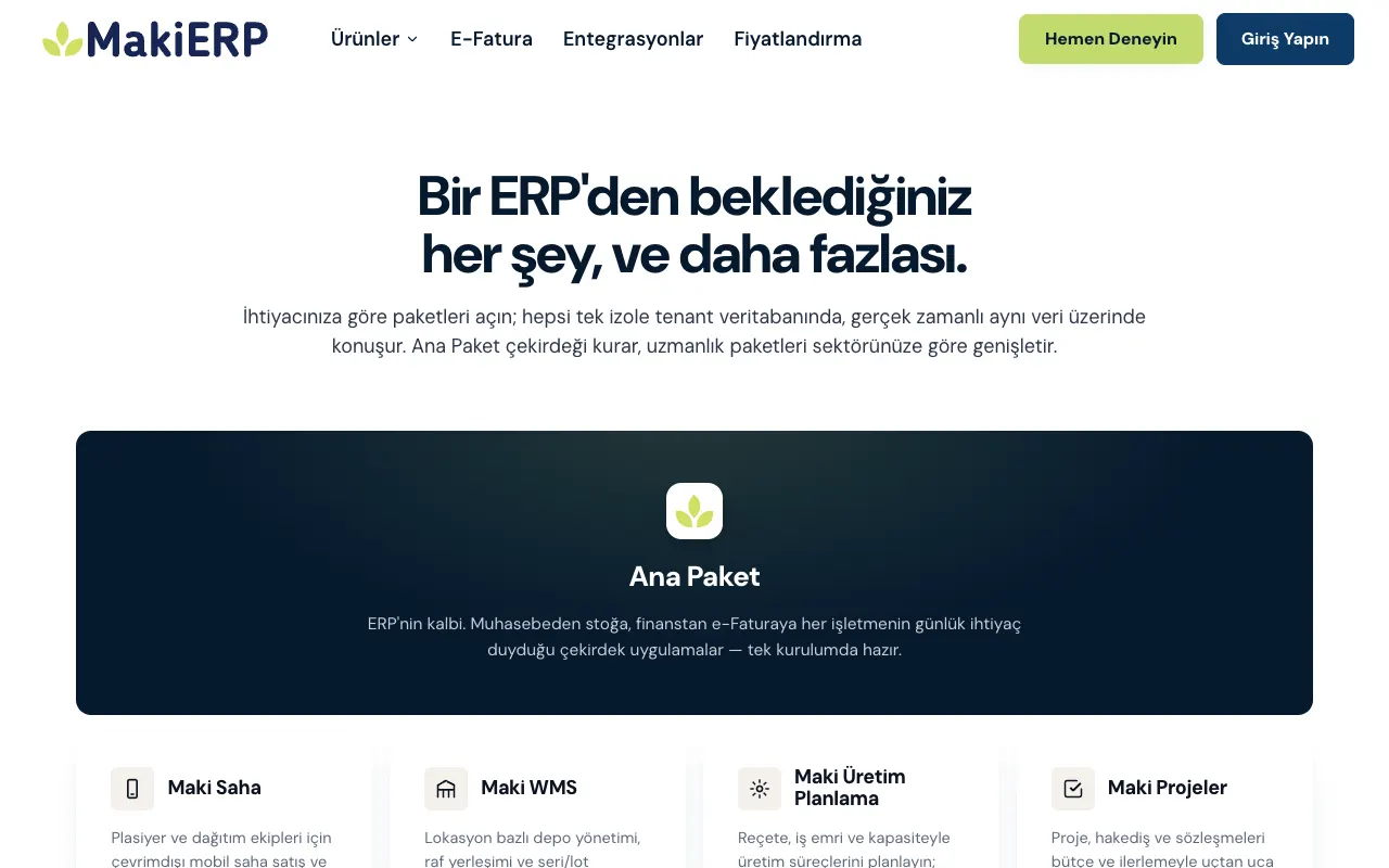 MAKIERP modules and packages for core ERP and mobile operations